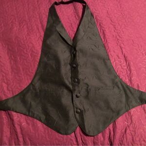Tux black vest S-Med adjustable at neck and back